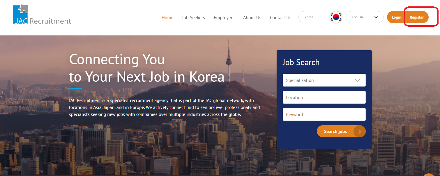 JAC Recruitment Korea - How to register